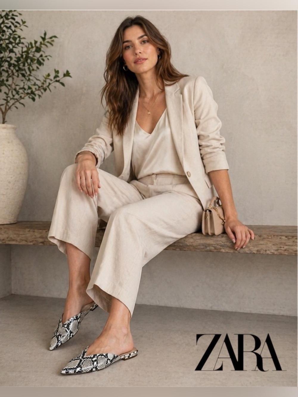 Zara Trafaluc Faux Snakeskin Flat Mules